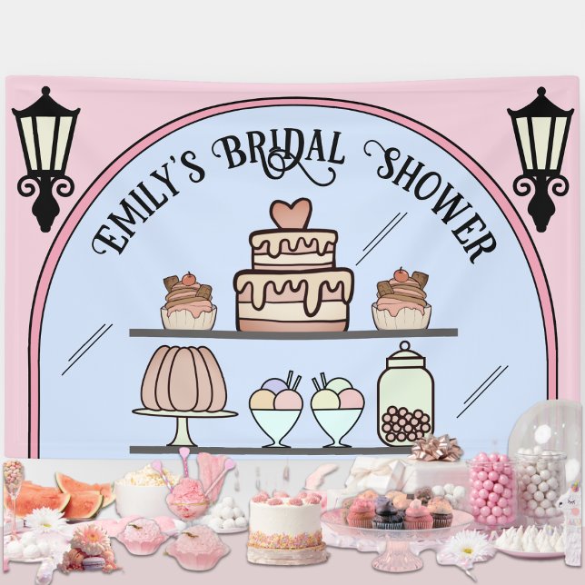 Pink Parisian Bridal Shower Patisserie Banner (Parisian Bridal Shower Photo Backrop Banner)
