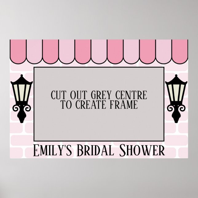 Pink Parisian Bridal Shower photo frame poster (Front)