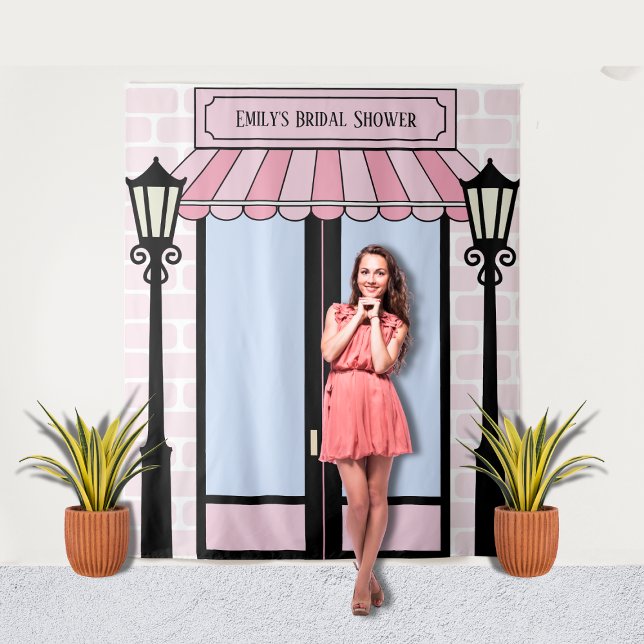 Pink Parisian Bridal Shower Photobooth backdrop Tapestry (Parisian Bridal Shower Backdrop)