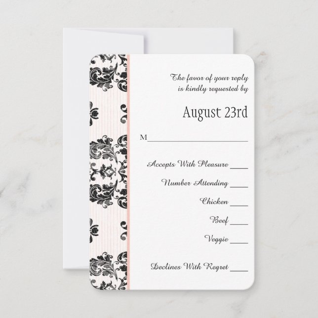 Pink Parisian Eiffel Tower RSVP Wedding Card (Front)