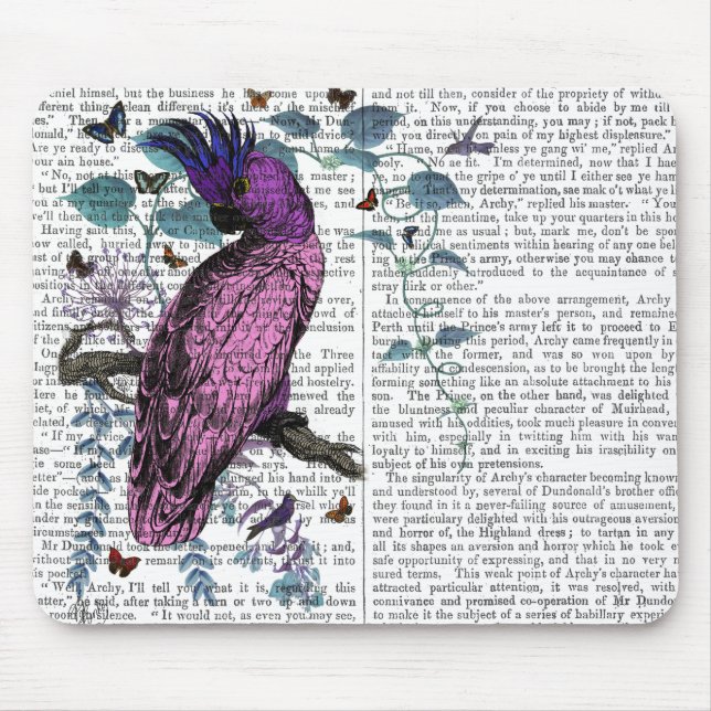 Pink Parrot Mouse Mat (Front)