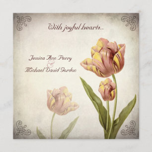 Pink Parrot Tulip Wedding Invitation