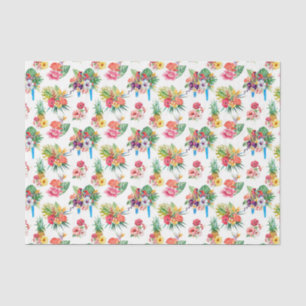 Pink Parrots and Flowers (Design 61 Pink Series) Tissue Paper