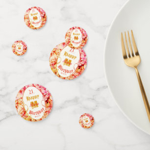 Pink Party 21st Birthday Elegant Modern Floral Confetti