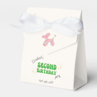 Pink Party Balloon Animal 2nd Birthday Party Favour Box