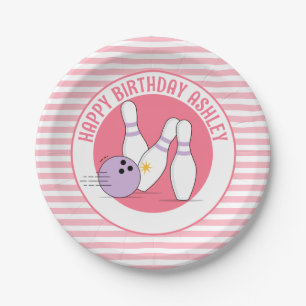 Pink Party Bowling Party Paper plate decoration