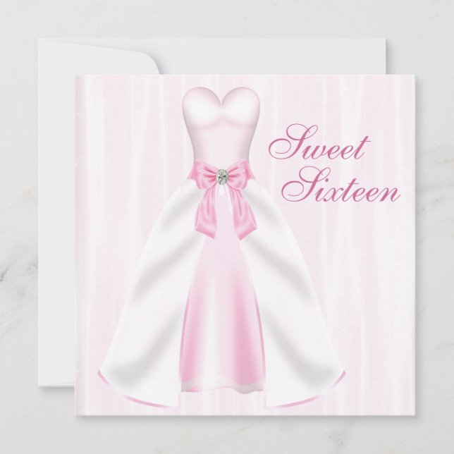 Pink Party Dress Pink Sweet 16 Birthday Party Invitation (Front)