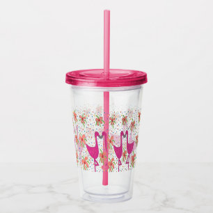 Pink Party Flamingos Acrylic Tumbler