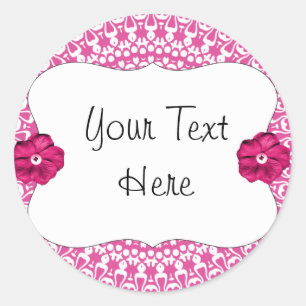 Pink Party Girlie Cupcake Toppers/Labels/Stickers Classic Round Sticker