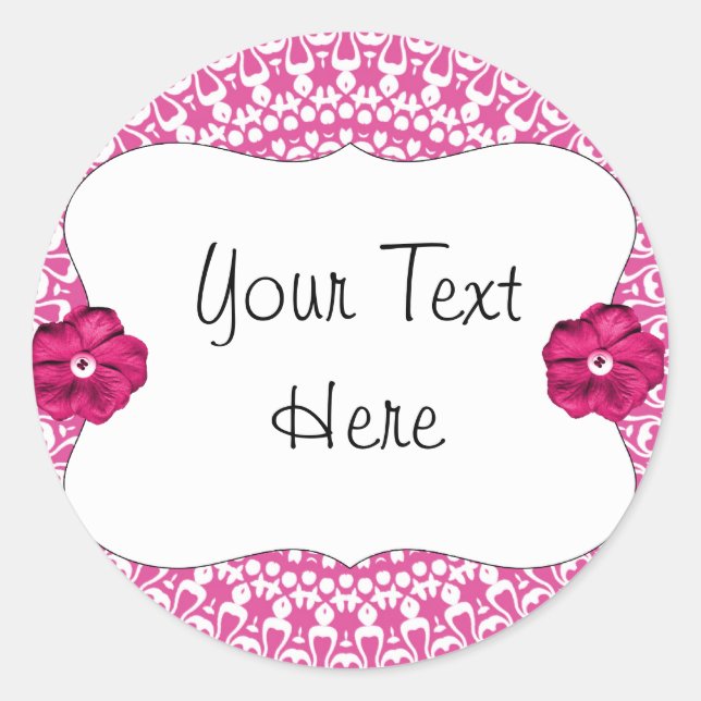 Pink Party Girlie Cupcake Toppers/Labels/Stickers Classic Round Sticker (Front)