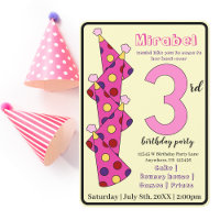 Pink Party Hats 3rd Birthday Party Kids
