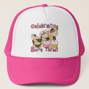 Pink Party Monkey 3rd Birthday Tshirts and Gifts Trucker Hat