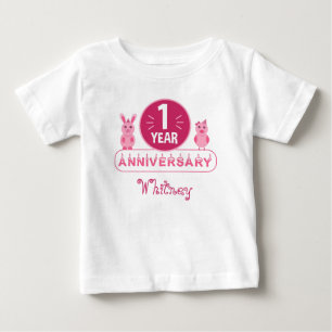 Pink Party Pals First Birthday Baby T-Shirt