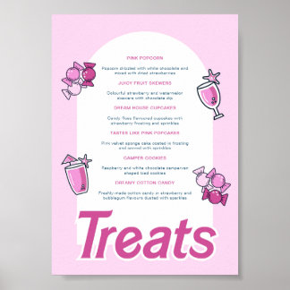 Pink Party Sweet Treats Menu Poster
