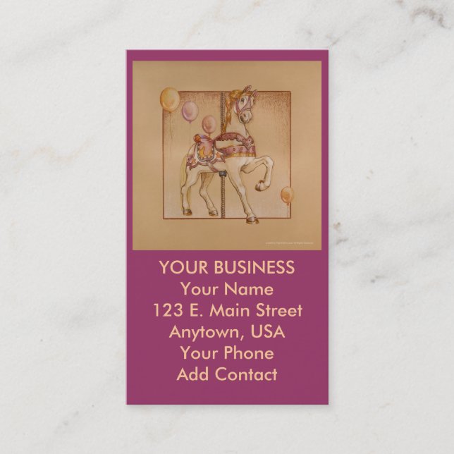 PINK PASSION CAROUSEL HORSE BUSINESS CARD (Front)