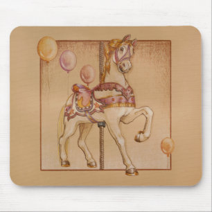 PINK PASSION CAROUSEL HORSE MOUSE MAT