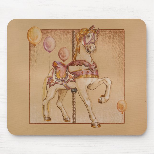 PINK PASSION CAROUSEL HORSE MOUSE MAT (Front)