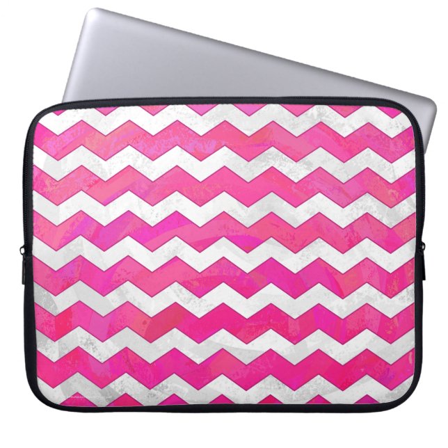 Pink Passion Chevron Pattern Laptop Sleeve (Front)