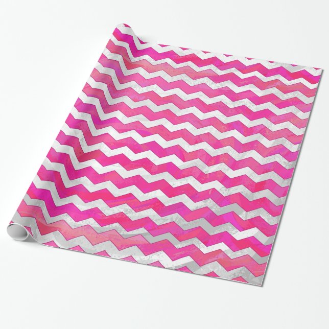 Pink Passion Chevron Pattern Wrapping Paper (Unrolled)