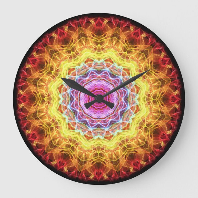Pink Passion  kaleidoscope Large Clock (Front)