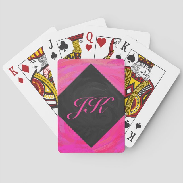 Pink Passion Monogram Playing Cards (Back)