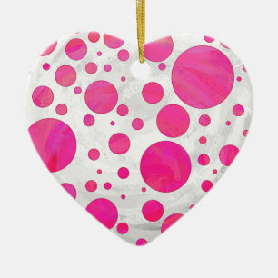 Pink Passion Polka Dot Pattern Ceramic Tree Decoration