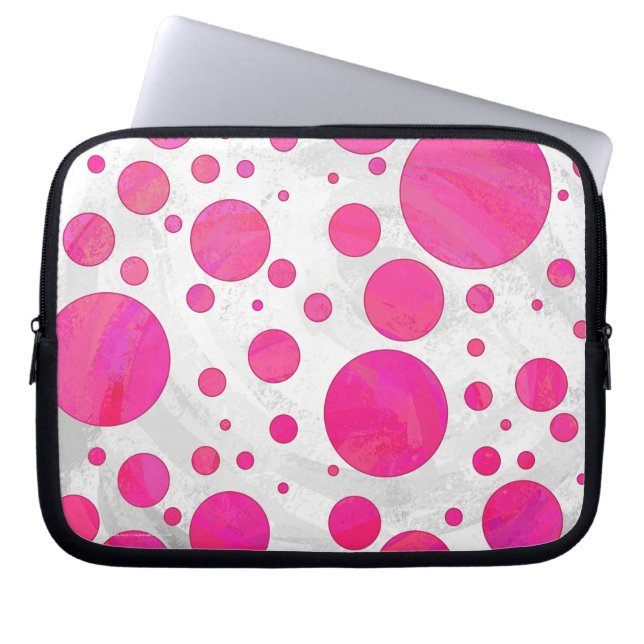 Pink Passion Polka Dot Pattern Laptop Sleeve (Front)