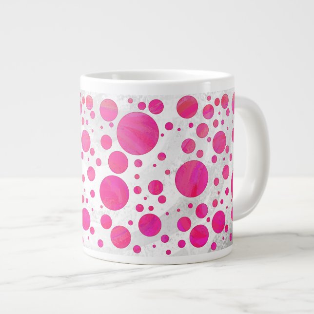 Pink Passion Polka Dot Pattern Large Coffee Mug (Front Right)