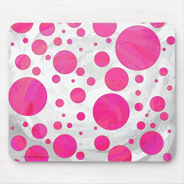 Pink Passion Polka Dot Pattern Mouse Mat (Front)