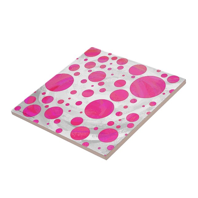 Pink Passion Polka Dot Pattern Tile (Side)