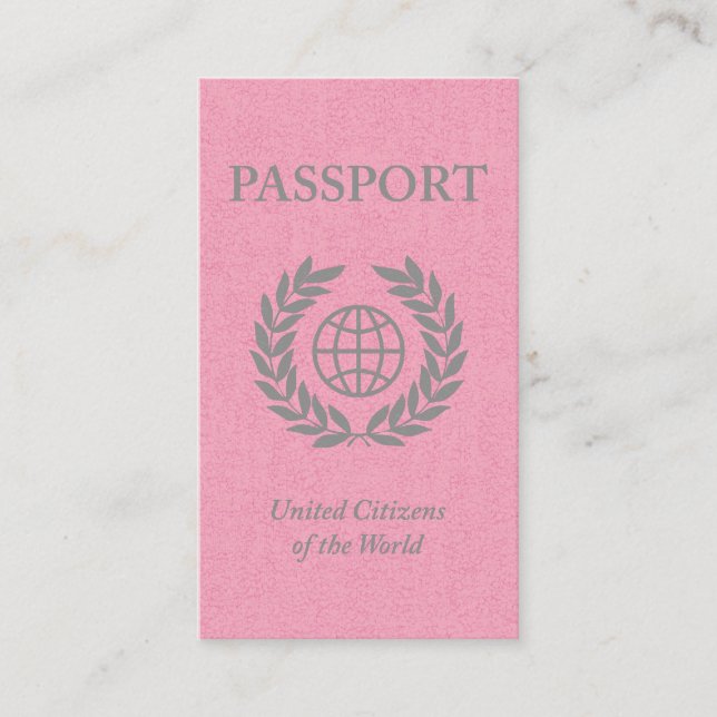 pink passport business card (Front)