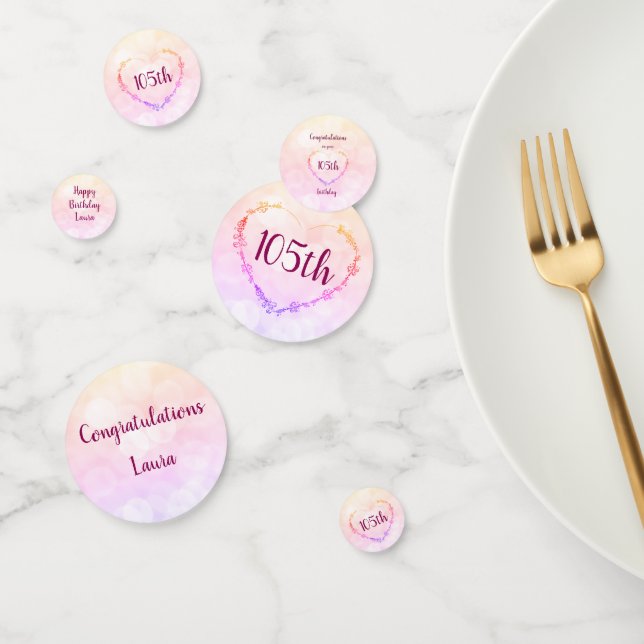 Pink Pastel 105th birthday design Confetti (Group)