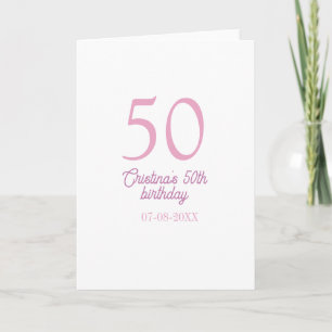 PINK PASTEL 50 birthday anniversary add name date Card