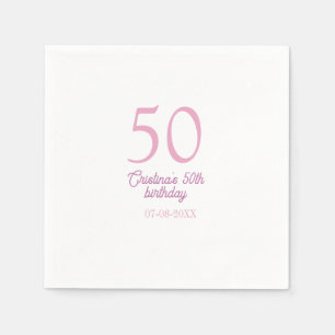 PINK PASTEL 50 birthday anniversary add name date Napkin