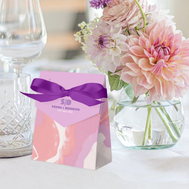 Pink Pastel Abstract Art Wedding Favour Box (Creator Uploaded)