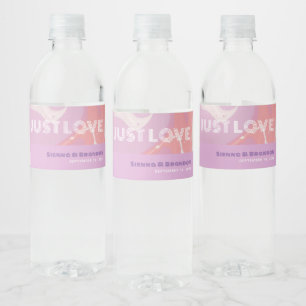 Pink Pastel Abstract Art Wedding Water Bottle Label