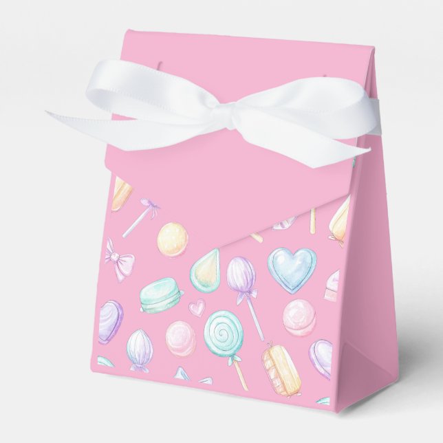 "Pink Pastel Balloon and Heart Favour Box" Favour Box (Front Side)