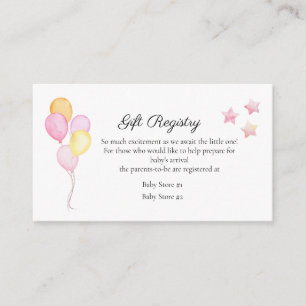 Pink Pastel Balloon Baby Shower Gift Registry Card