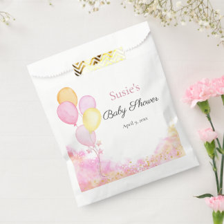 Pink Pastel Balloon Personalised Baby Shower Favou Favour Bags