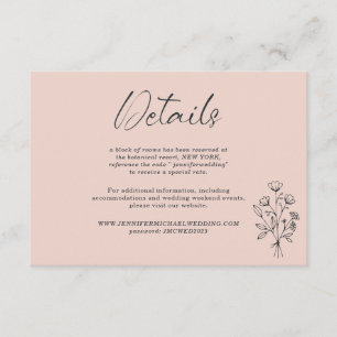 Pink Pastel Bouquet Boho Botanicals Details Enclosure Card