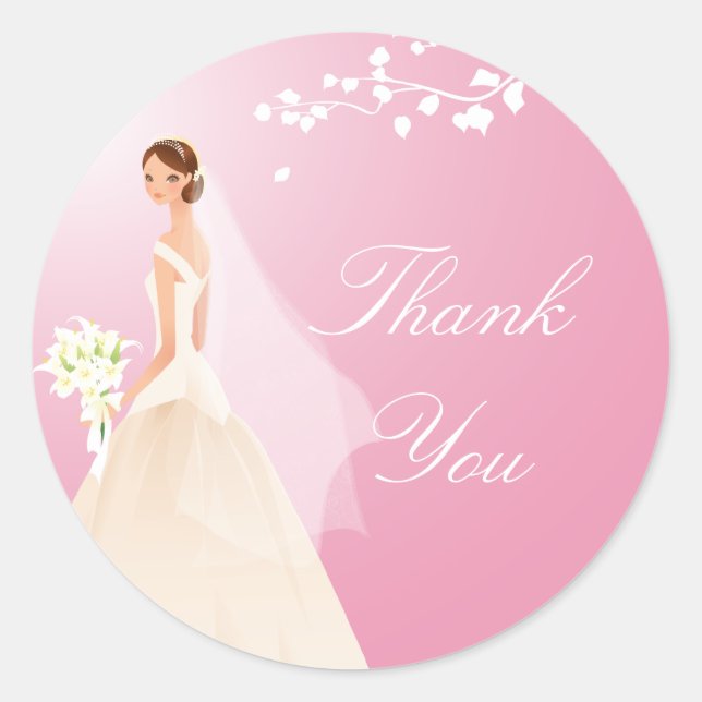 Pink Pastel Bride Bridal Shower Sticker (Front)