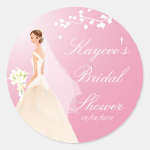 Pink Pastel  Bride Bridal Shower Sticker