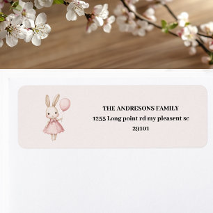 Pink Pastel Bunny Easter Kids Birthday