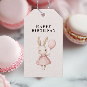  Pink Pastel Bunny Easter Kids Birthday Gift Tags