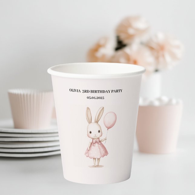 Pink Pastel Bunny Easter | Kids Birthday  Paper Cups (Creator Uploaded)