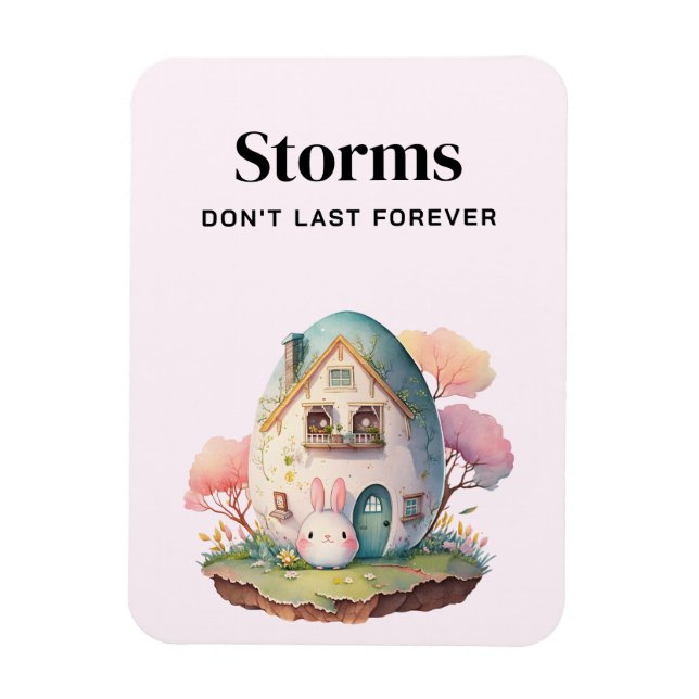 Pink Pastel Bunny & Egg House Encouragement Magnet (Vertical)