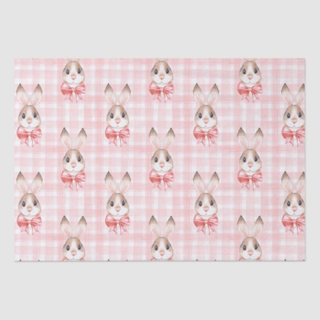 Pink Pastel Bunny Rabbit Gift Tissue Paper (Front)