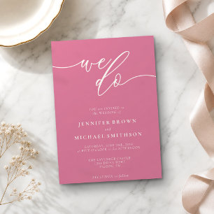 Pink Pastel Calligraphy Signature We Do Wedding Invitation