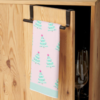 Pink Pastel Christmas Kitchen Towel