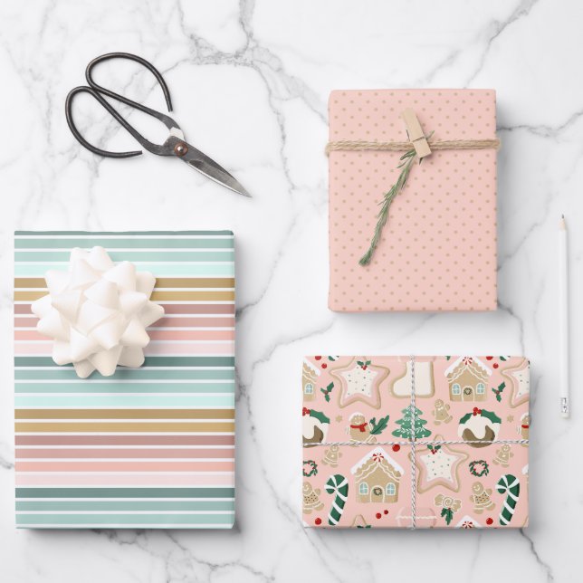 Pink Pastel Christmas Vibe Gift Wrap (Front)